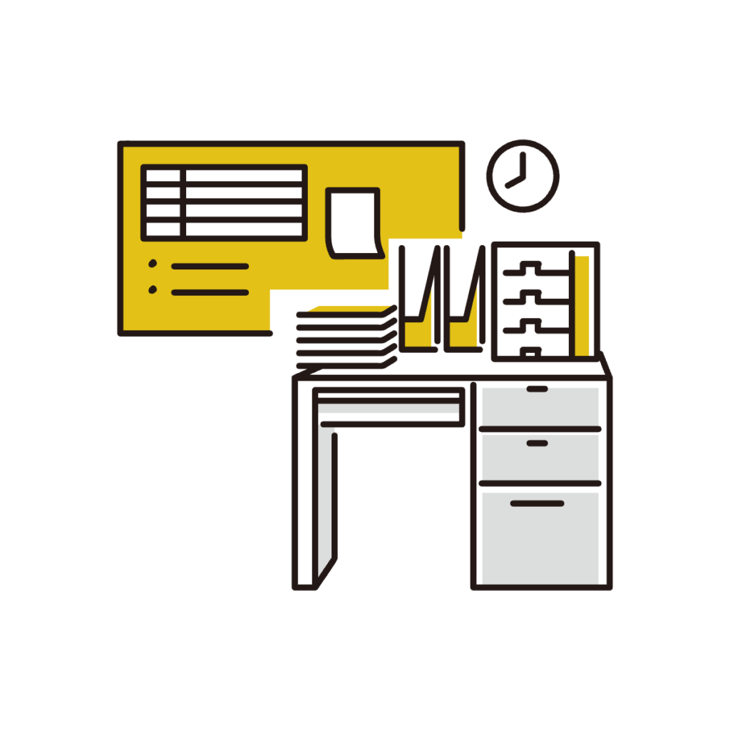 職場のデスクのイラスト