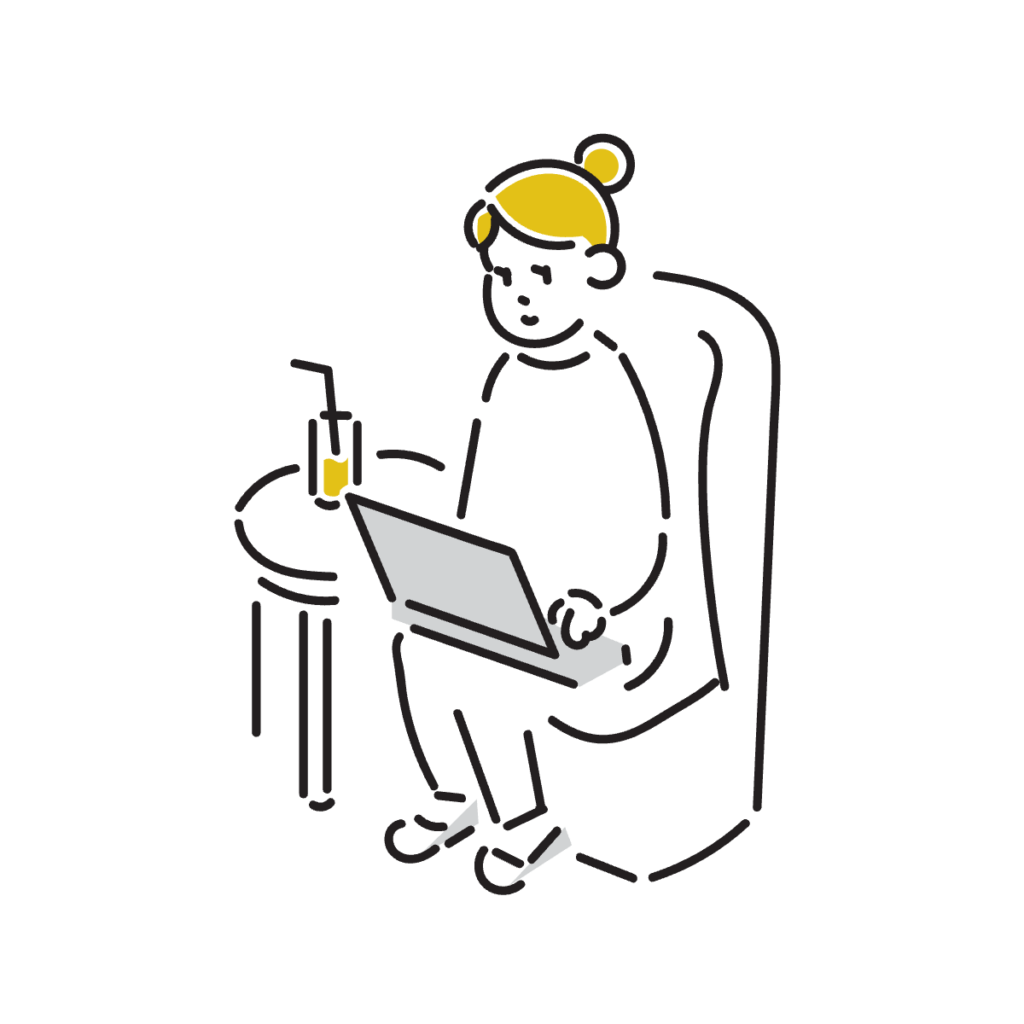 リモートワークする女性のイラスト