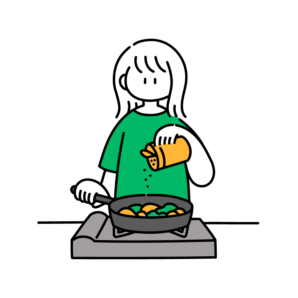 料理をしている女性のイラスト