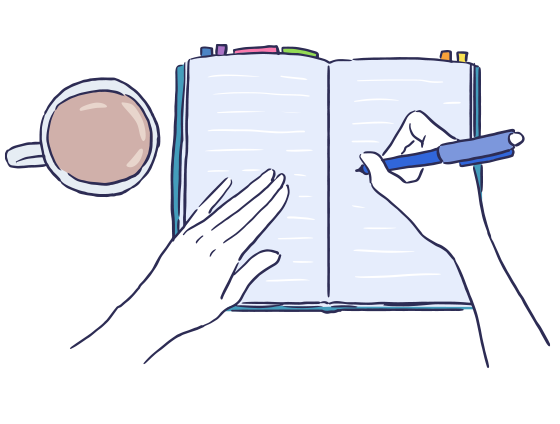 メモを取る女性のイラスト