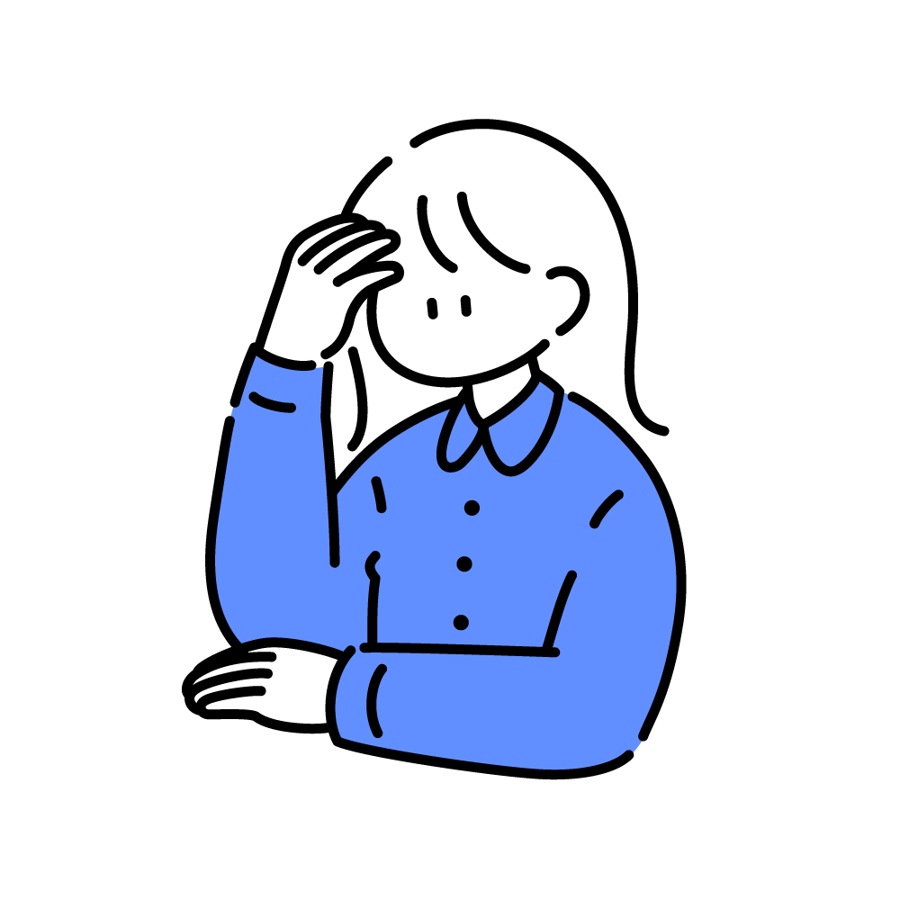 疲れて、頭を抱えている女性のイラスト