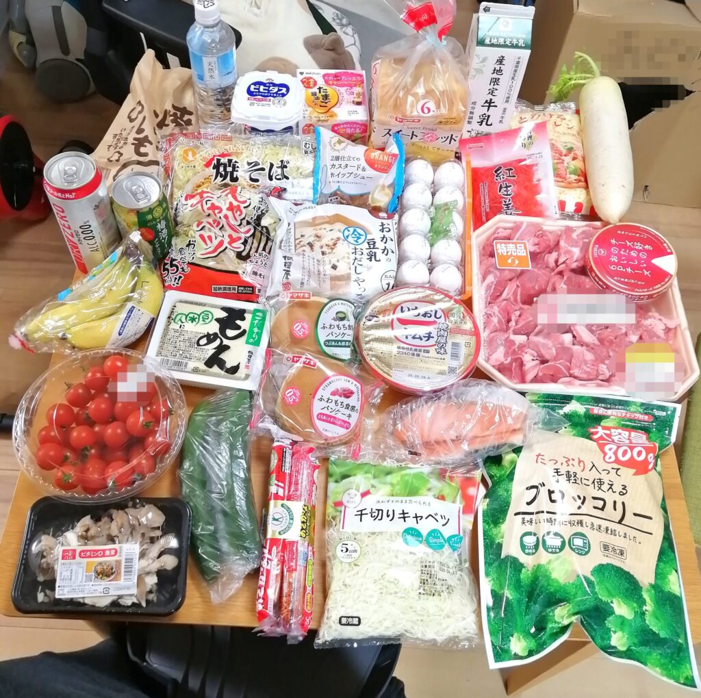4月3週目のまとめ買いした食品の画像