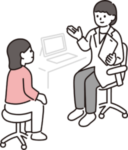 診察を受けている女性のイラスト