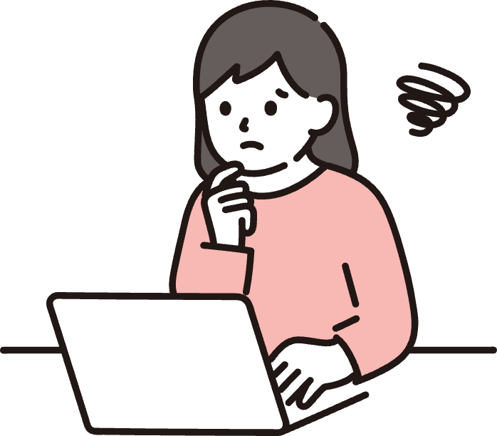 悩んでいる女性のイラスト