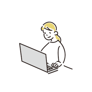 パソコンをしている女性のイラスト