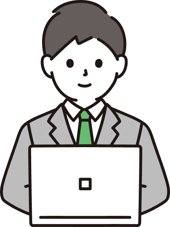 パソコンを入力している男性のイラスト