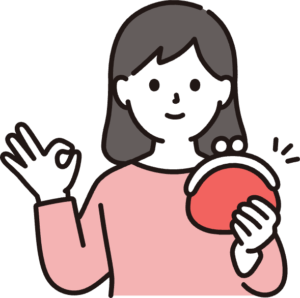 お金があると安心している女性のイラスト