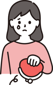 財布にお金が入っていない女性のイラスト