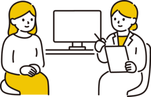 診察を受けている女性のイラスト