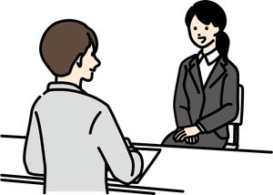 面談している女性のイラスト