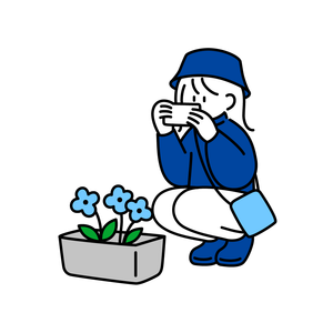人通りの少ないタイミングを狙って写真を撮る女の子のイラスト